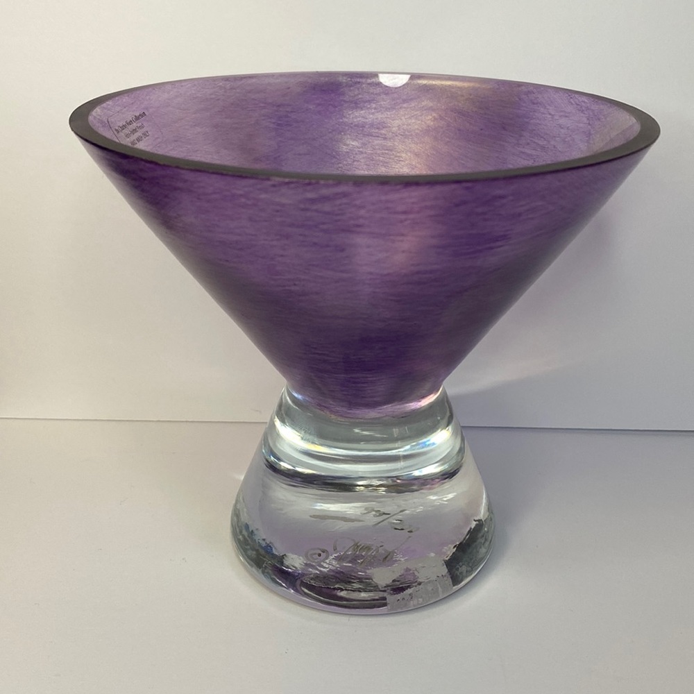 Purple iridescent silver painted martini bowl dish handmade